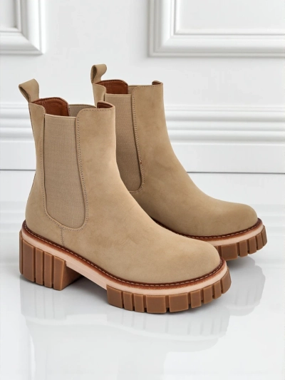 Gležnarji s peto iz eko nubuka Amber Walk