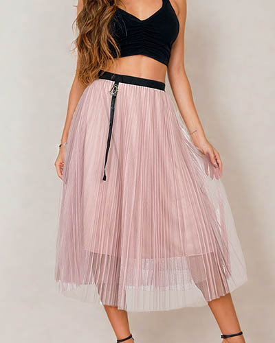 Royalfashion Žensko dvoslojno midi krilo