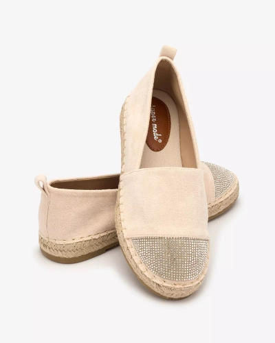 Royalfashion Beżowe damskie espadryle z cyrkoniami Iterica