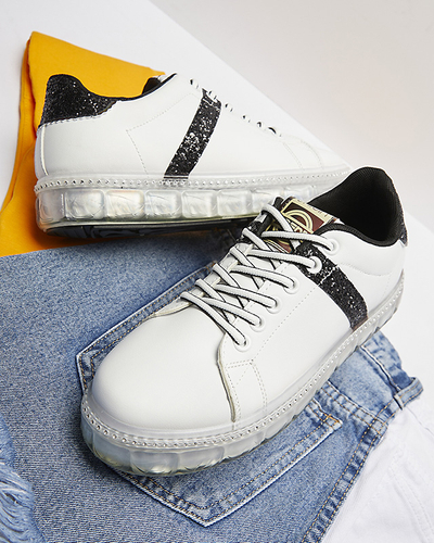 Royalfashion Sportowe buty damskie w kolorze białym z czarnymi wstawkami Asxa