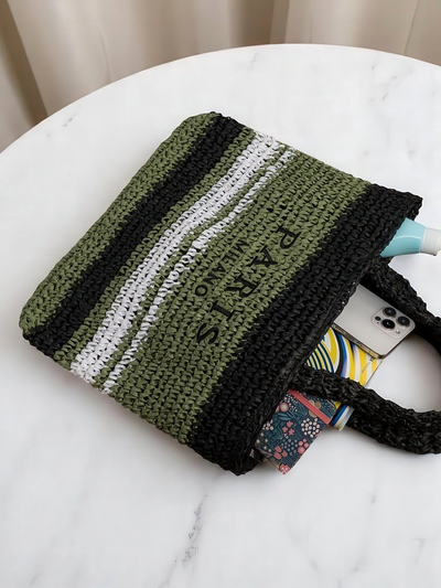 Royalfashion Velika ženska torba iz slame Paris Stripe