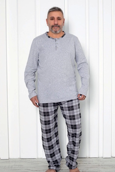 Royalfashion Moške karirane bombažne pižame PLUS SIZE