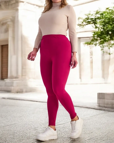 Royalfashion Bordowe damskie legginsy bambusowe PLUS SIZE