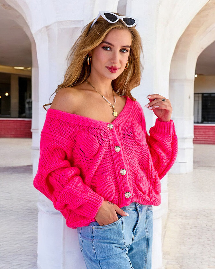 Royalfashion Ženski pleteni pulover z gumbi