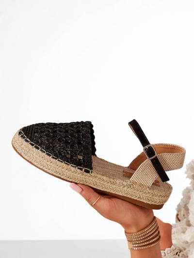 Royalfashion Czarne damskie espadryle z ażurową cholewką Triumf