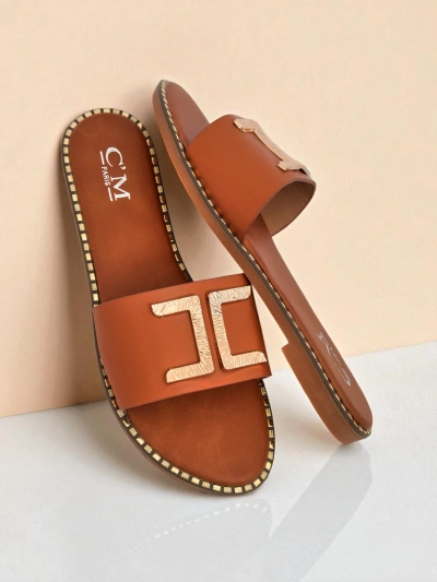 Royalfashion Ženski natikači iz umetnega usnja z okrasjem Gildra