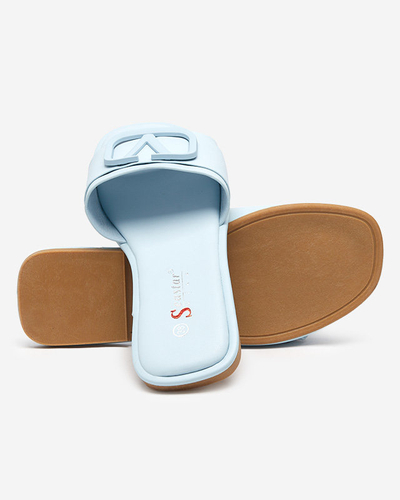 Royalfashion Niebieskie damskie klapki z eko skóry Cartec