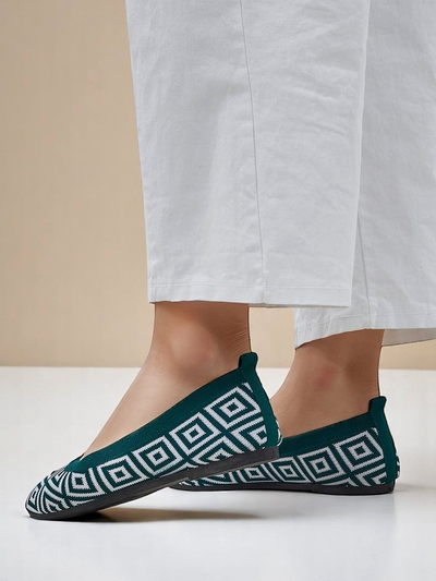Royalfashion Ženske balerinke iz blaga z geometričnim potiskom Metrika