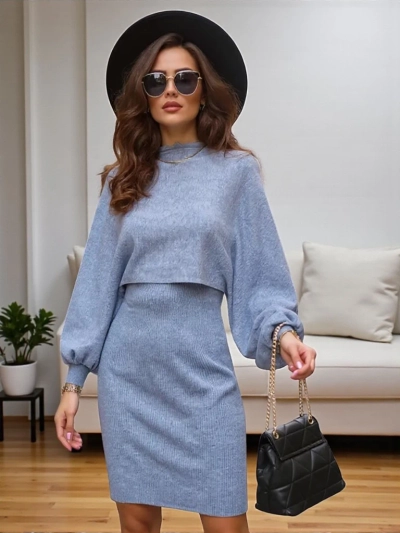Royalfashion Ženski komplet s puloverjem in obleko