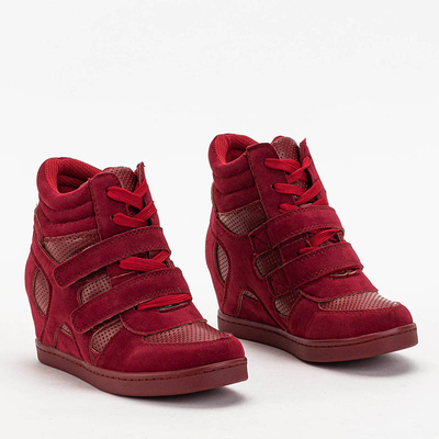 Royalfashion Sneakersy dziewczęce bordowe na krytym koturnie Janomi