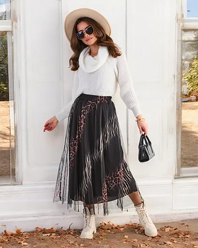 Royalfashion Rastrga ženská midi sukňa s tilom