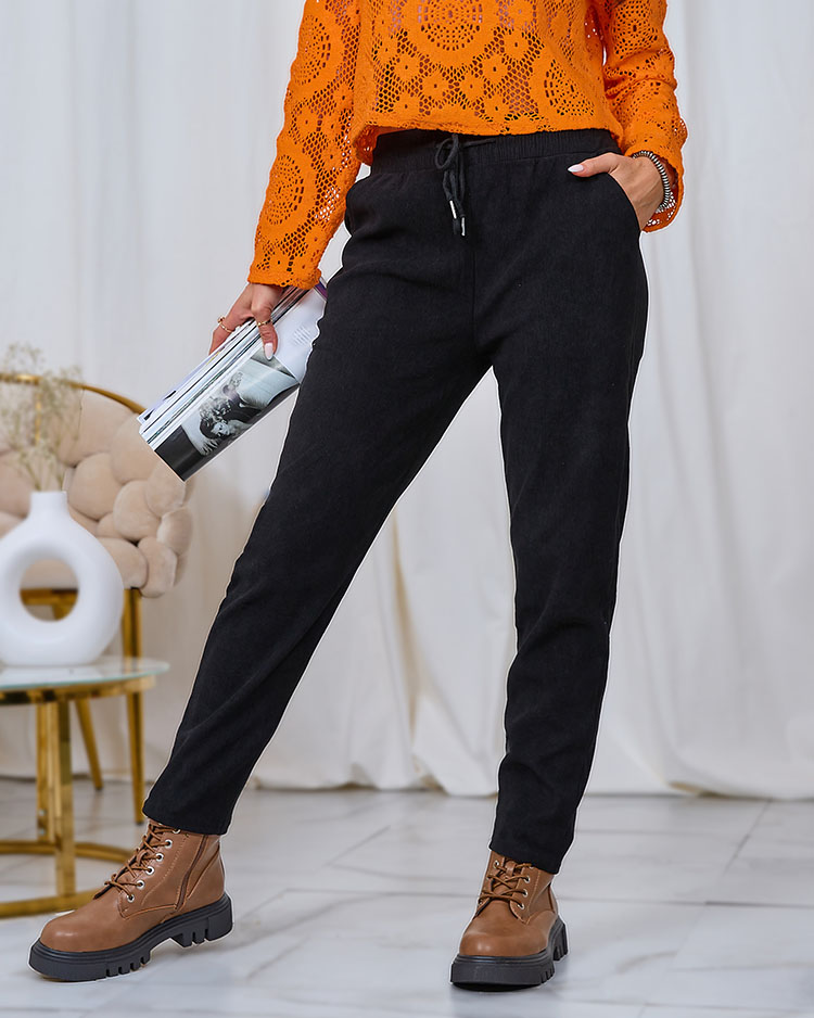 Royalfashion Črne ženske hlače iz manšete