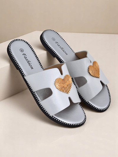Royalfashion Ženske papuče s ravnim potplatom Heart Chic