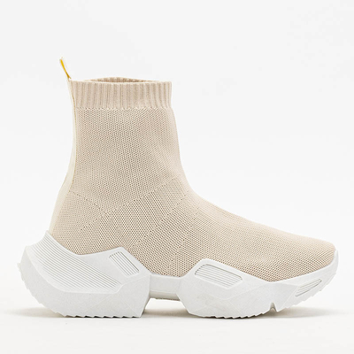 Royalfashion Beżowe damskie wysokie sportowe buty Gohi