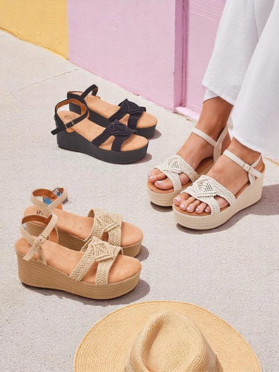 Royalfashion Ženski sandali s peto, pleteni Sunny Day