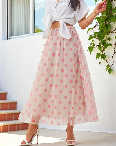 Royalfashion Ženska midi krila iz viskoze s tkanino v pikicah