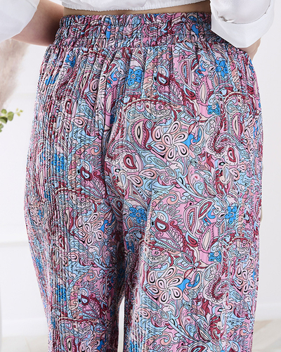 Royalfashion Wzorzyste szerokie spodnie damskie w kolorze niebieskim