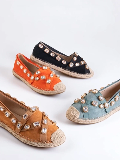 Royalfashion Damskie espadryle z kryształkami w kolorze camel Wamba