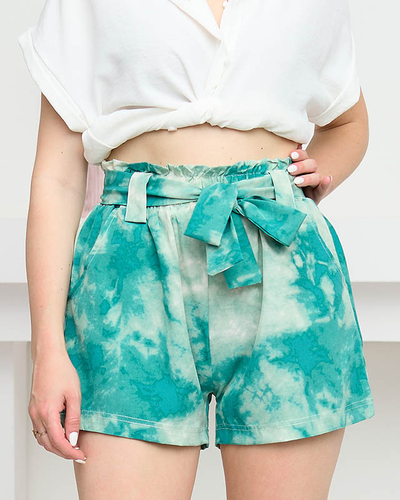 Royalfashion Damskie materiałowe krótkie spodenki zielone tie dye