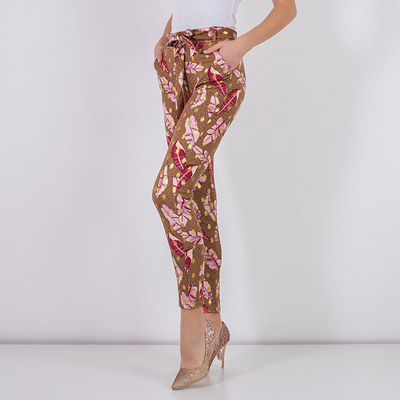 Royalfashion Brązowe damskie tregginsy w piórka