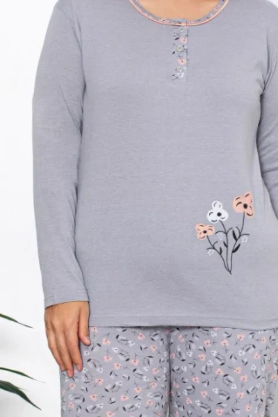 Royalfashion bombaž ženski komplet cvetlični pižama PLUS SIZE