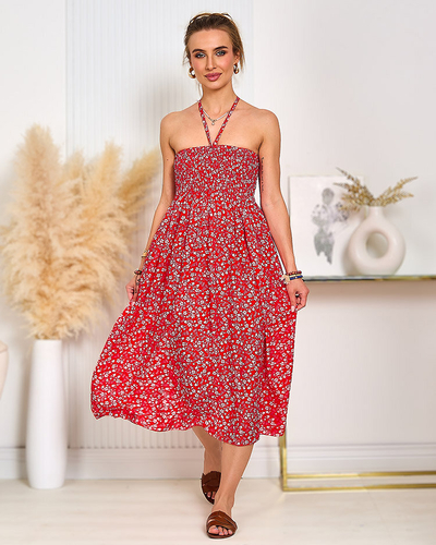 Royalfashion Ženska obleka s potiskom do kolen