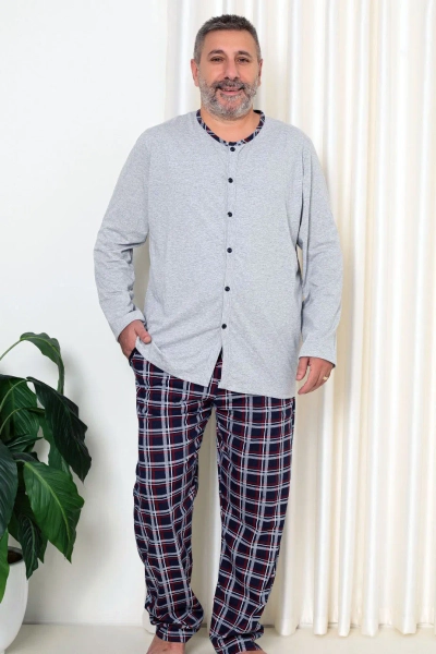 Royalfashion Moške bombažne pižame v karo vzorcu PLUS SIZE