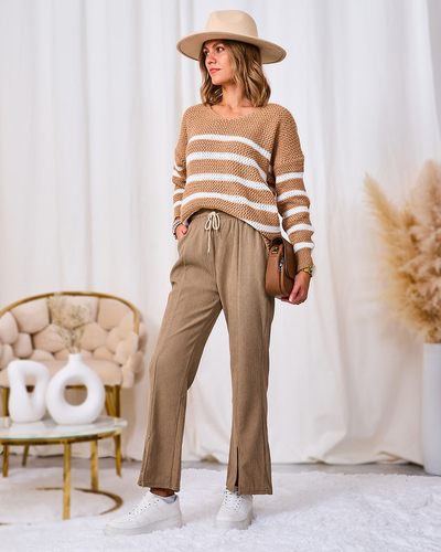 Royalfashion Ženske hlače iz manšete v barvi kaki