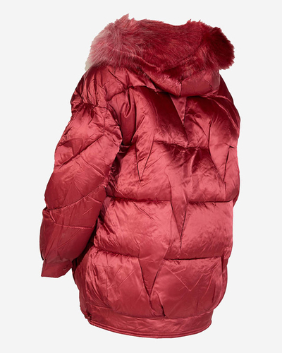 Royalfashion Bordowa damska kurtka zimowa z syntetycznym ociepleniem