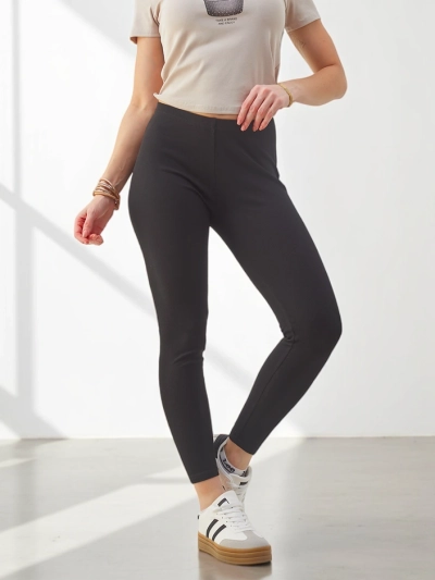 Royalfashion Ženske rebraste bombažne legice