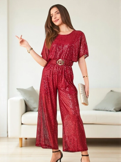 Royalfashion Dugi ženski kombinezon s šljokicama