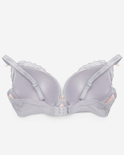 Royalfashion Szaro-różowy koronkowy biustonosz damski