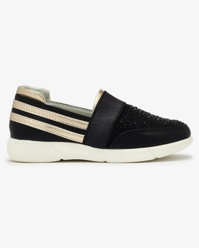 Royalfashion Czarne dziecięce tenisówki slip - on Ciarala