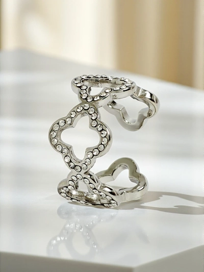 Ariadne Silverita zapestnica s kristali – srebrna, geometrični glamurozen vzorec