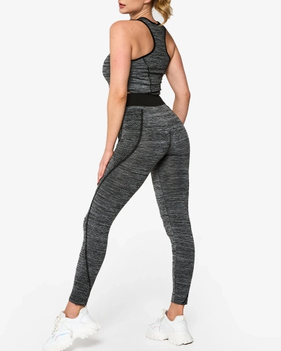 Royalfashion Szary damski komplet sportowy z czarnymi wstawkami