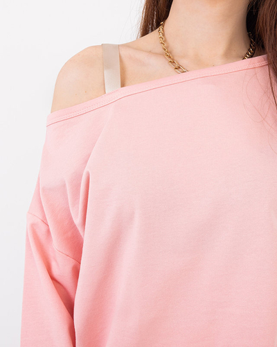 Royalfashion Różowy damski komplet bluza ze spódnicą