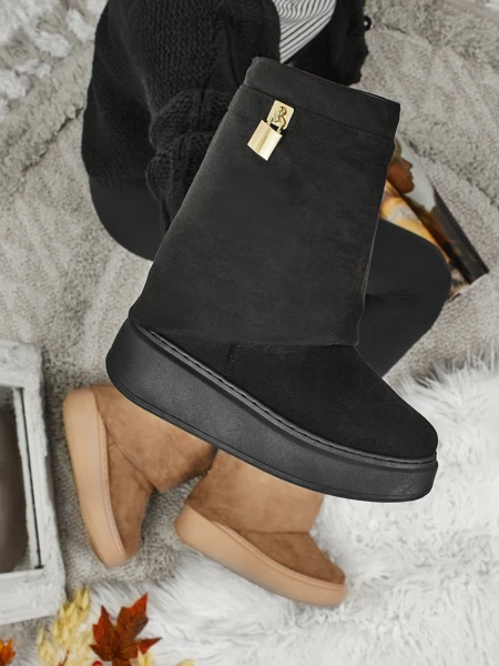 Kratki ženski škornji a'la za sneg s pripenljivim zgornjim delom Elizze