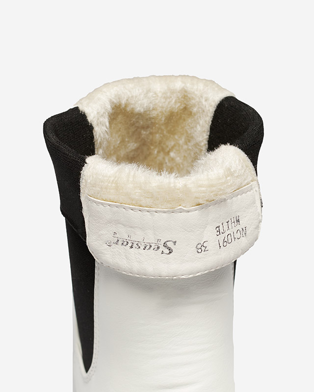 Białe wysokie botki damskie z kwadratowym noskiem Ludiz- Obuwie