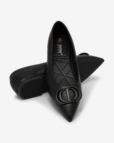 Royalfashion Črne ženske balerinke s koničastimi petami in okrasom Manixyja