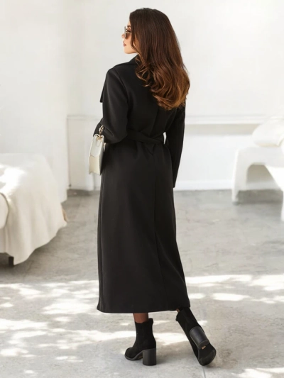 Royalfashion Ženski maksi plašč s pasom