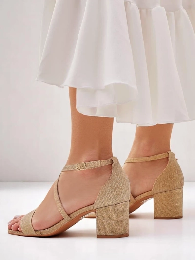 Ženski sandali Royalfashion Aurelia iz blaga z zlato peto 41