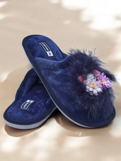 Royalfashion Ženske krzneni copati s cvetlicami Ederra