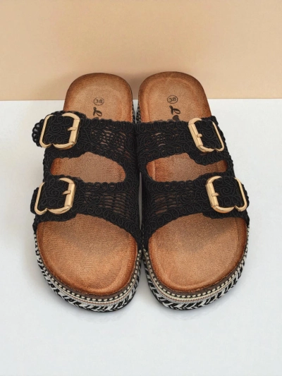 Royalfashion Ženski sandali s platformo in zaponkami CorkStyle