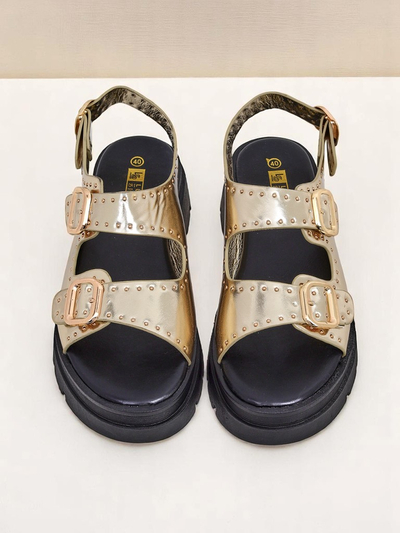Royalfashion Sandale de damă cu talpă mai groasă și pietre ornamentale Rocky Chic