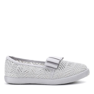 Royalfashion Szare dziewczęce tenisówki typu slip on Tabbi