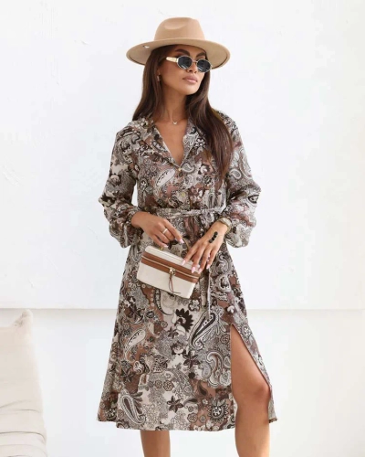 Royalfashion Ženska midi obleka s potiskom