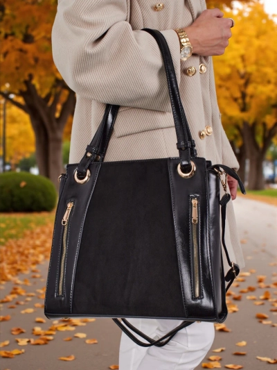 Ženska shopper torba iz eko usnja Silent Raven