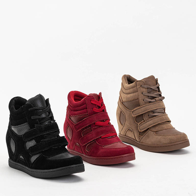 Royalfashion Sneakersy dziewczęce bordowe na krytym koturnie Janomi
