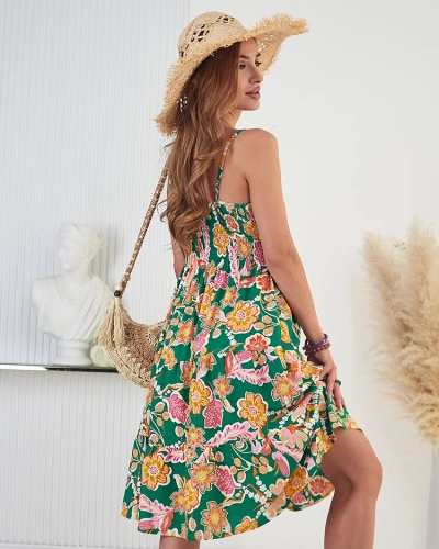 Royalfashion Ženska bombažna cvetlična obleka