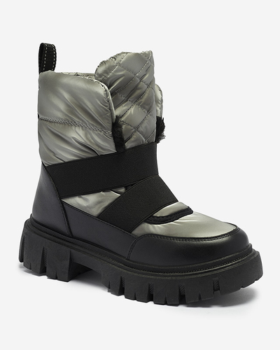 Royalfashion Buty a'la śniegowce damskie na płaskiej podeszwie w kolorze czarno- szarym Ferory
